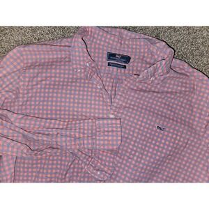 Vineyard Vines Tucker Shirt Mens 2XL XXL Slim Fit Cora Pink Check Button Whale